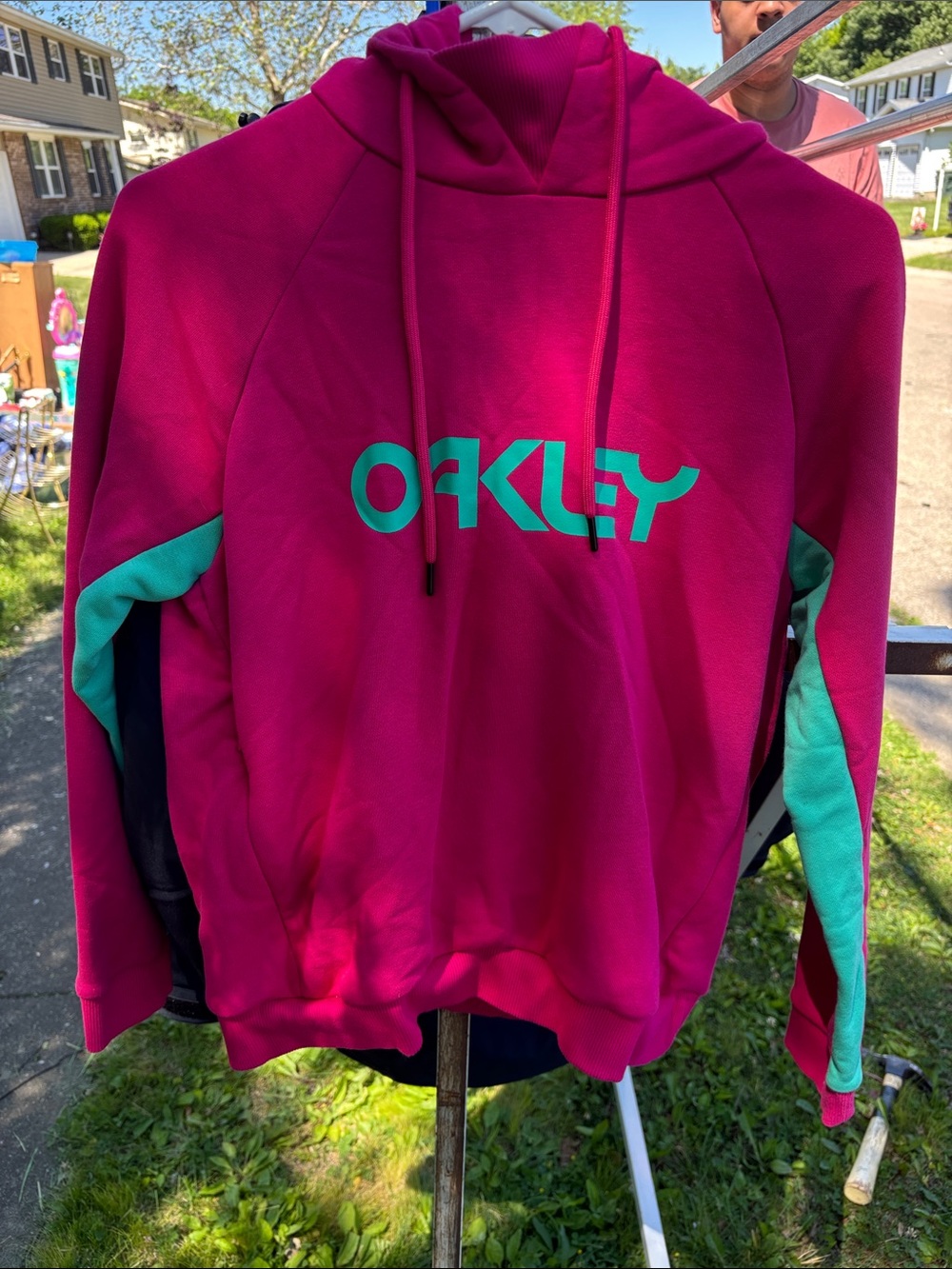Oakley Pink and Teal Pullover Hoodie